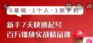抖音新手快速起号课程：0基础，1个人，1部手机即可-欢迎访问本站