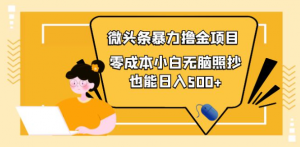 微头条怎么赚钱：微头条最新暴力撸金项目，零成本小白无脑搬运也能日入500+-欢迎访问本站